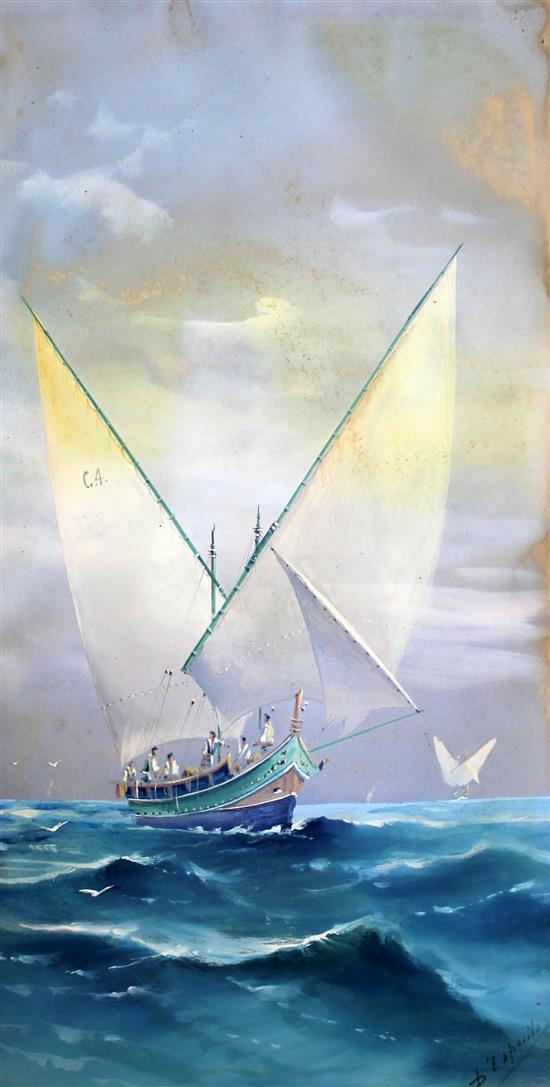 Vincenzo DEsposito (1886-1946) Fishing boats at sea and views of Valetta harbour, Malta, all unframed